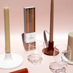 The Floral Society Dipped Taper Candles, Greige