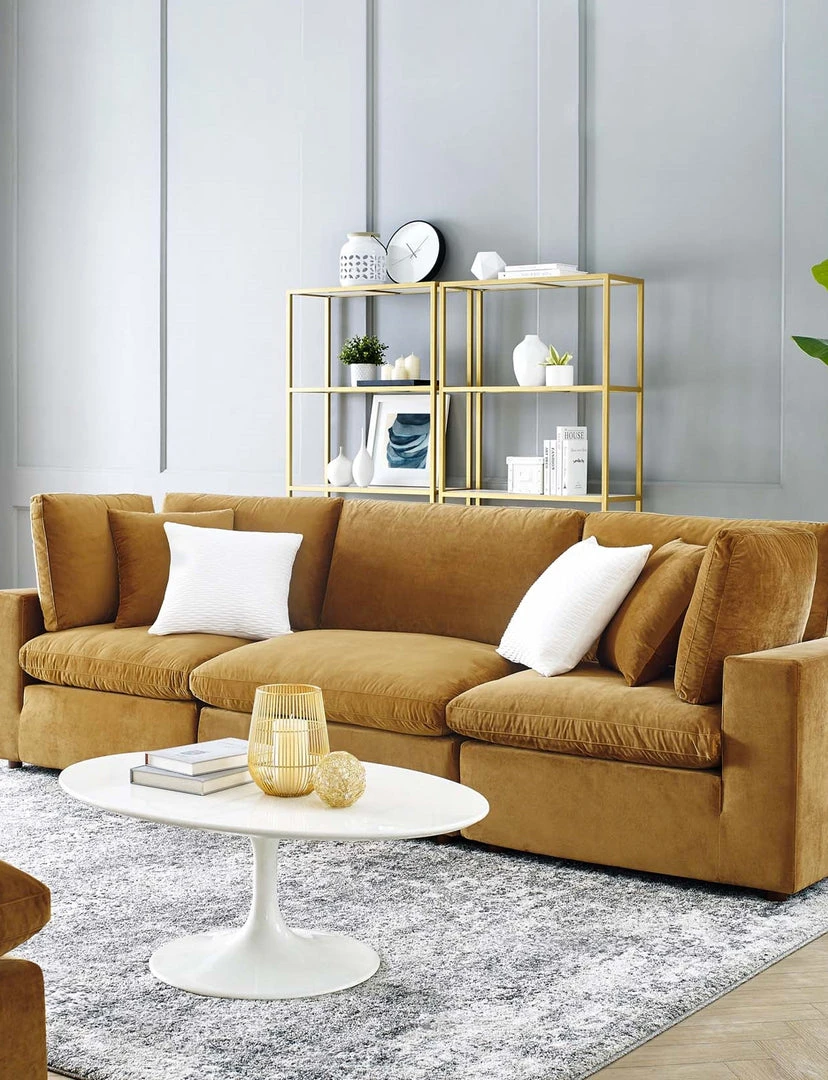 Modway Cody 3 Piece Sectional Velvet Sofa 3 Modway Cody 3 Piece Sectional Velvet Sofa