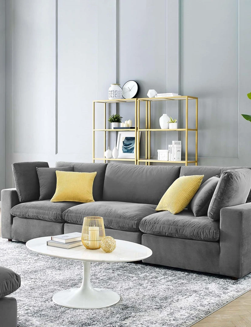 Modway Cody 3 Piece Sectional Velvet Sofa 6 Modway Cody 3 Piece Sectional Velvet Sofa