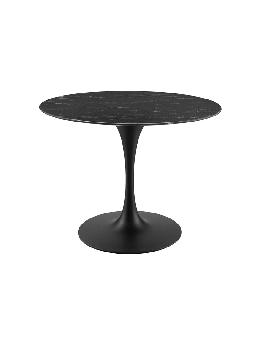 Modway FURNITURE Lily Round Black Marble Dining Table, Black Base 4 Modway FURNITURE Lily Round Black Marble Dining Table, Black Base