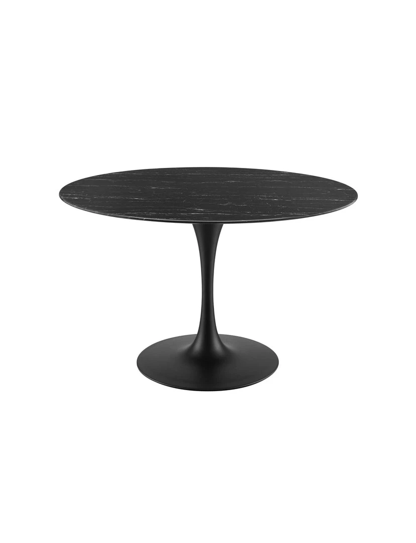Modway FURNITURE Lily Round Black Marble Dining Table, Black Base 5 Modway FURNITURE Lily Round Black Marble Dining Table, Black Base