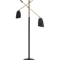 Zuo LIGHTING Tend Matt Black & Brass Floor Lamp