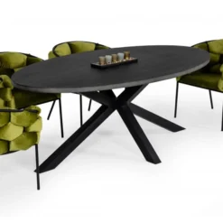 VIG Morse Black Acacia Oval Dining Table