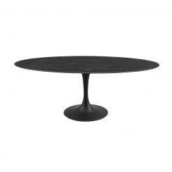 Modway FURNITURE Lily Black Oval Marble Dining Table, Black Base