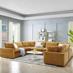 Modway FURNITURE Cody 8 Piece Sectional Velvet Sofa