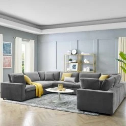 Modway FURNITURE Cody 8 Piece Sectional Velvet Sofa