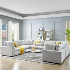 Modway FURNITURE Cody 8 Piece Sectional Velvet Sofa