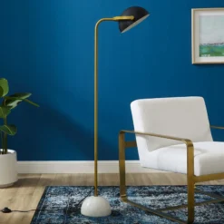 Modway Convey Bronze And White Marble Floor Lamp