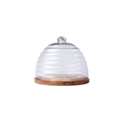 Bidk Home Mango Wood & Glass Round Hive Food Dorm