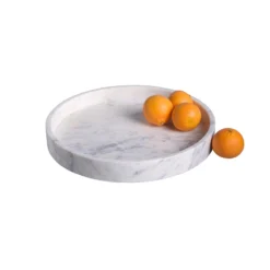 Bidk Home KITCHEN White Marble Round Tray