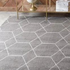 Unique Loom Gong Rectangle Rug, Dark Grey
