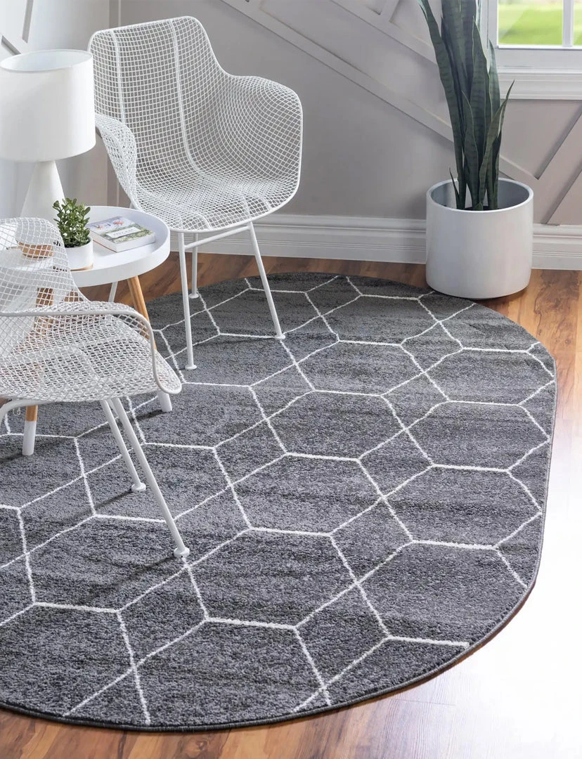 Unique Loom Gong Oval Rug, Dark Grey DECOR 3 Unique Loom Gong Oval Rug, Dark Grey DECOR