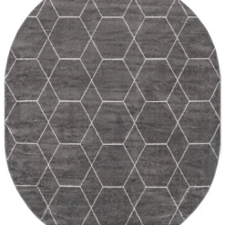 Unique Loom Gong Oval Rug, Dark Grey DECOR