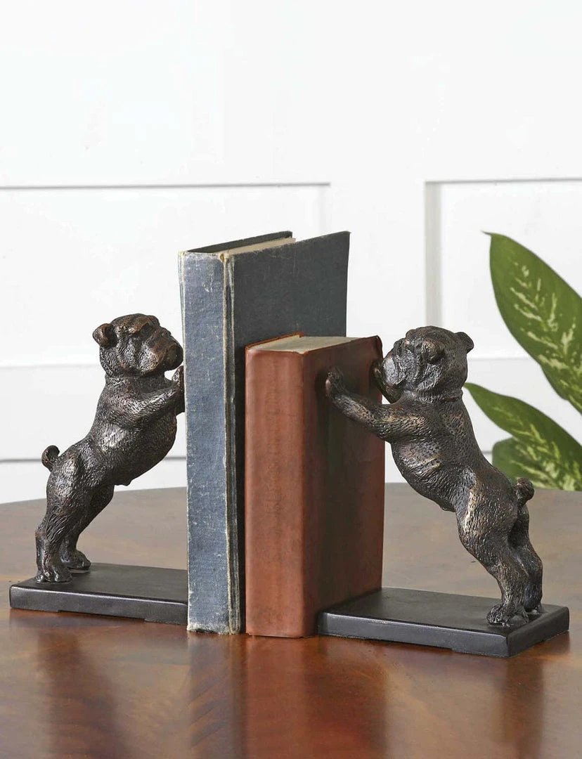 Uttermost DECOR Paw Wow Bookends - Bulldog, Set Of 2 2 Uttermost DECOR Paw Wow Bookends - Bulldog, Set Of 2