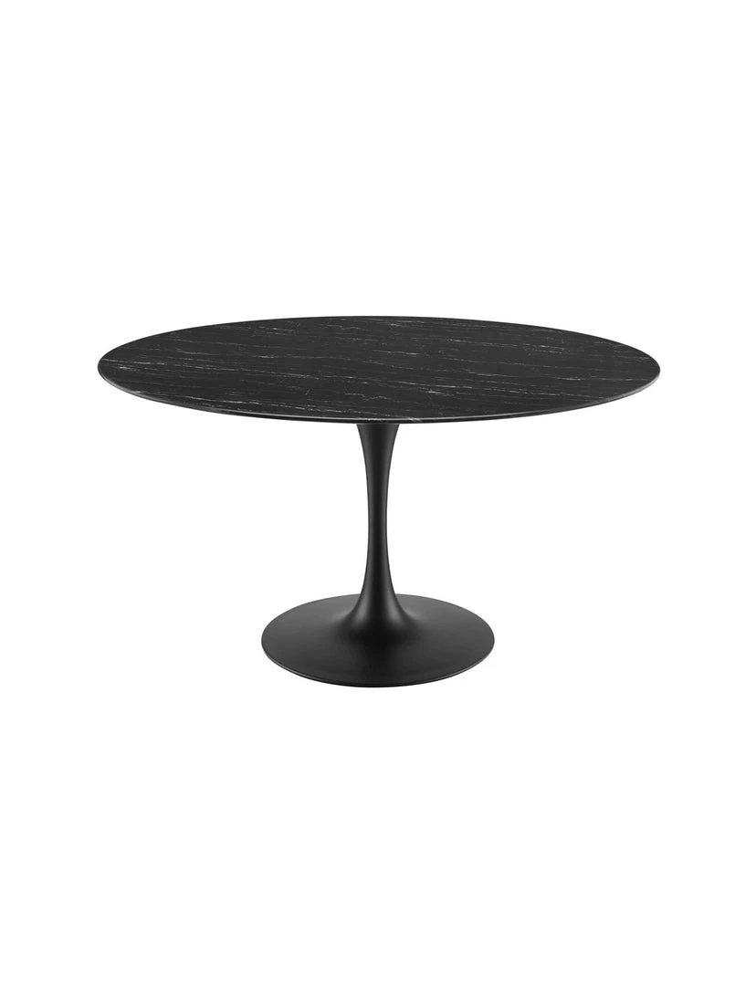 Modway FURNITURE Lily Round Black Marble Dining Table, Black Base 6 Modway FURNITURE Lily Round Black Marble Dining Table, Black Base