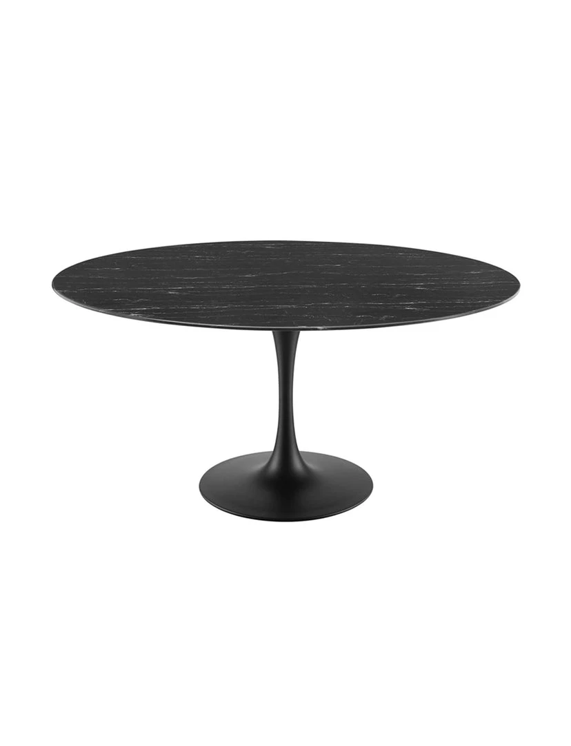 Modway FURNITURE Lily Round Black Marble Dining Table, Black Base 7 Modway FURNITURE Lily Round Black Marble Dining Table, Black Base