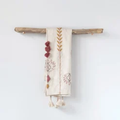 Creative Co-op DECOR Cotton Embroidered Throw W/ Tassels & Applique 60" X 50"