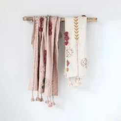 Creative Co-op DECOR Cotton Embroidered Throw W/ Tassels & Applique 60