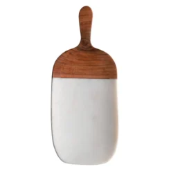 CREATIVE CO-OP Marble Cheese Board W/ Wood Handle / 12" X 5.5"