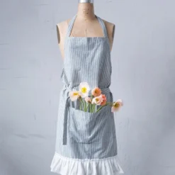 Creative Co-op Cotton Woven Apron W/ Pocket & Ruffle KITCHEN