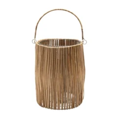 Bidk Home Glass Bamboo Hurricane W/ Handle,large DECOR
