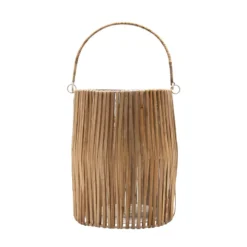 Bidk Home Glass Bamboo Hurricane W/ Handle,large DECOR