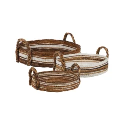 Bidk Home KITCHEN Milford Banana Leaf Trays, Set Of 3