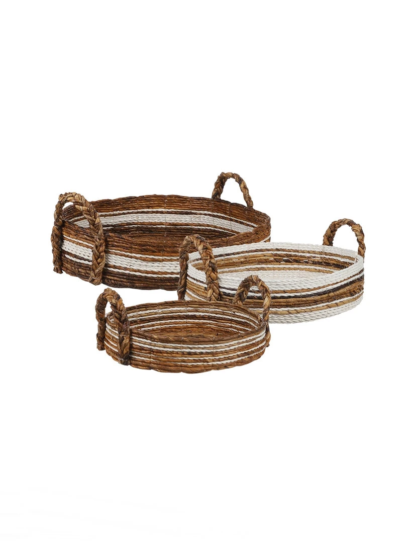 Bidk Home KITCHEN Milford Banana Leaf Trays, Set Of 3 1 Bidk Home KITCHEN Milford Banana Leaf Trays, Set Of 3