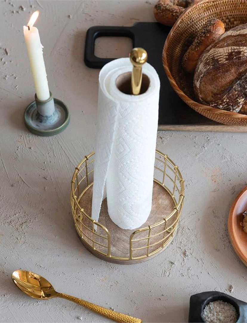 Bloomingville Metal & Wood Paper Towel With Basket KITCHEN 2 Bloomingville Metal & Wood Paper Towel With Basket KITCHEN