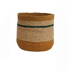 Creative Co-op DECOR Woven Natural Seagrass Striped Baskets, Multi Color
