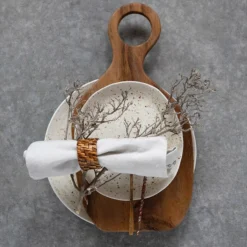 Creative Co-op Reactive Glaze Stoneware Beige Speckle Plate 8"