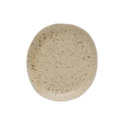 Creative Co-op Reactive Glaze Stoneware Beige Speckle Plate 8"