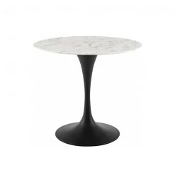Modway Lily Round Marble Dining Table, Black Base