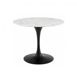 Modway Lily Round Marble Dining Table, Black Base