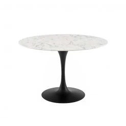 Modway Lily Round Marble Dining Table, Black Base