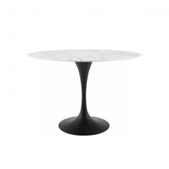 Modway Lily Oval Marble Dining Table, Black Base