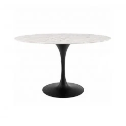 Modway Lily Oval Marble Dining Table, Black Base