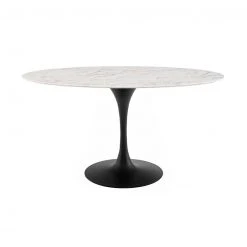 Modway Lily Oval Marble Dining Table, Black Base