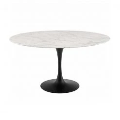 Modway Lily Round Marble Dining Table, Black Base