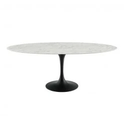 Modway Lily Oval Marble Dining Table, Black Base