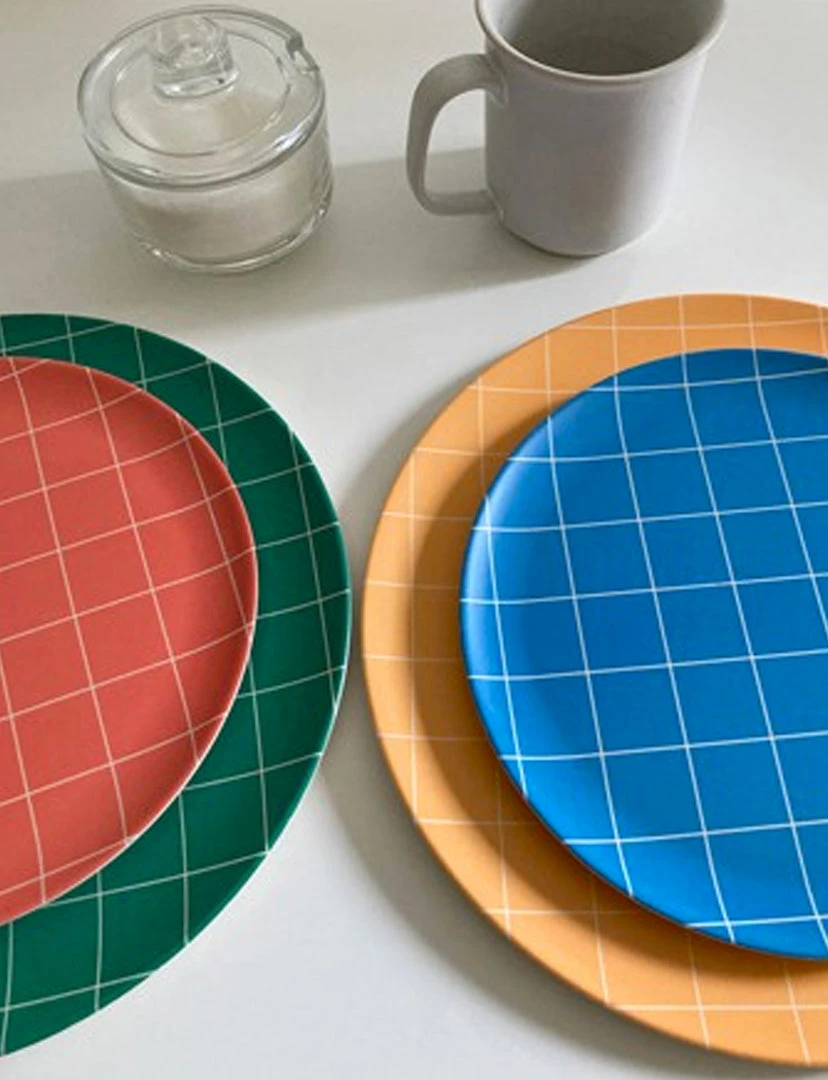 Xenia Taler Blue Grid Side Plate 8" KITCHEN 2 Xenia Taler Blue Grid Side Plate 8" KITCHEN