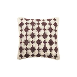 Bloomingville DECOR Square Woven Wool Looped Pillow 22"