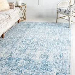 Unique Loom DECOR Bada Rectangle Rug, Blue