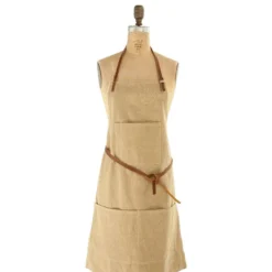 Creative Co-op KITCHEN Cotton Canvas Apron W/ Leather Ties