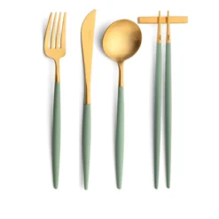 Cutipol Goa Flatware, Celadon/gold