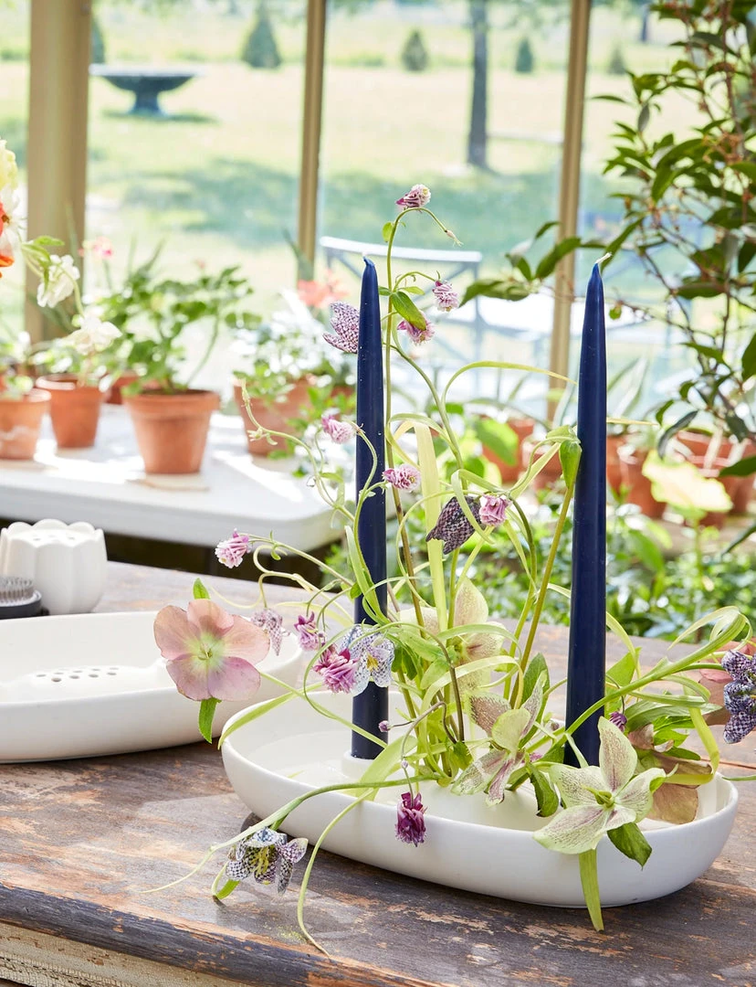 The Floral Society DECOR Ceramic Flower Frog Bowl & Taper Holder 2 The Floral Society DECOR Ceramic Flower Frog Bowl & Taper Holder