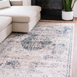 Unique Loom DECOR Chata Rectangle Rug, Dark Blue