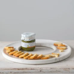 Creative Co-op KITCHEN Round Marble Circle Cheese Tray 13