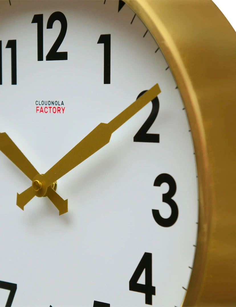 Cloudnola Factory Brushed Gold Numbers Clock 12" 2 Cloudnola Factory Brushed Gold Numbers Clock 12"