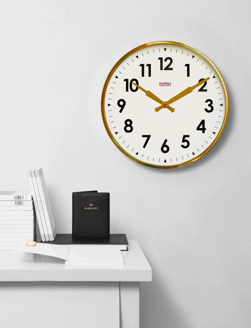 Cloudnola Factory Brushed Gold Numbers Clock 12" 3 Cloudnola Factory Brushed Gold Numbers Clock 12"